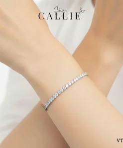 Alternative view of VT208 - Vòng tay bạc xi kim Callie Silver full đá 2li khoá gài