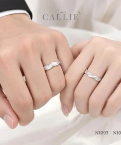 Alternative view of N1093 - N1094: Nhẫn Bạc Đôi Thiết Kế Callie Silver Mặt Xoắn