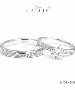 N209 - N1095: Nhẫn Bạc Đôi Thiết Kế Callie Silver đính đá