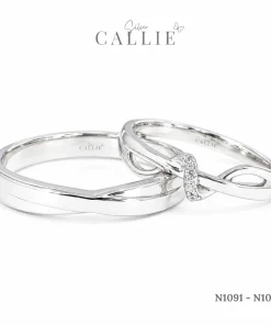 N1091 - N1092: Nhẫn Bạc Đôi Thiết Kế Callie Silver Giao Thoa