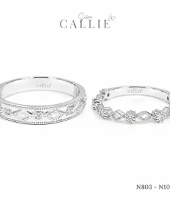 N1098 - N803: Nhẫn Bạc Thiết Kế Callie Silver Hình Thoi Xen Kẽ Đá