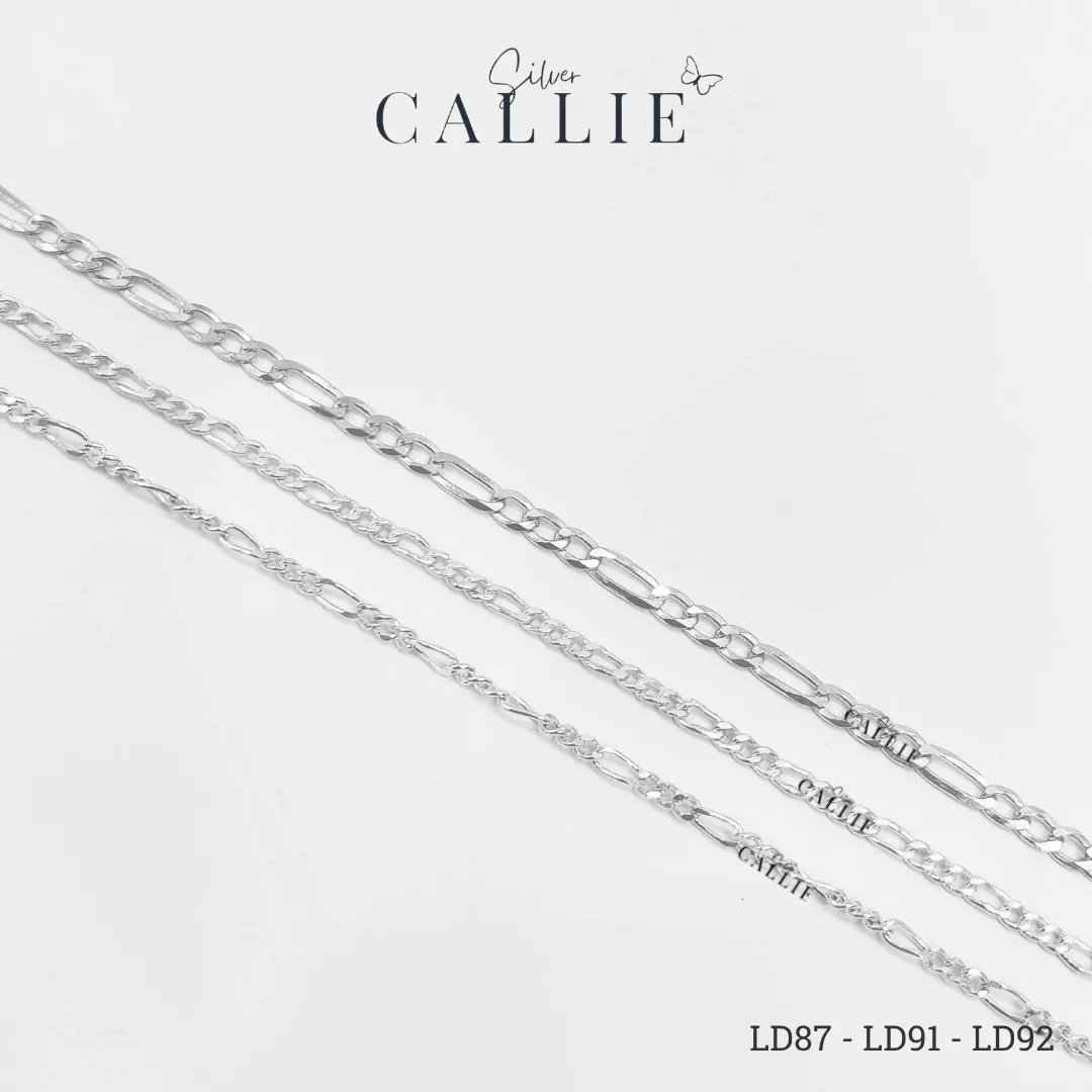 LD87cm - LD91cm - LD92cm: Lắc đôi bạc vĩnh cữu Callie Silver khoen lật ngắn dài đan xen - Image 4