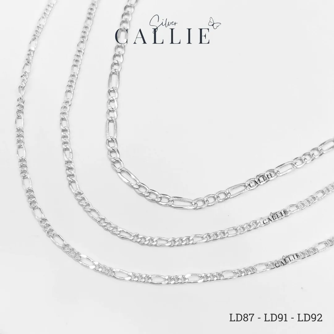 LD87cm - LD91cm - LD92cm: Lắc đôi bạc vĩnh cữu Callie Silver khoen lật ngắn dài đan xen - Image 6