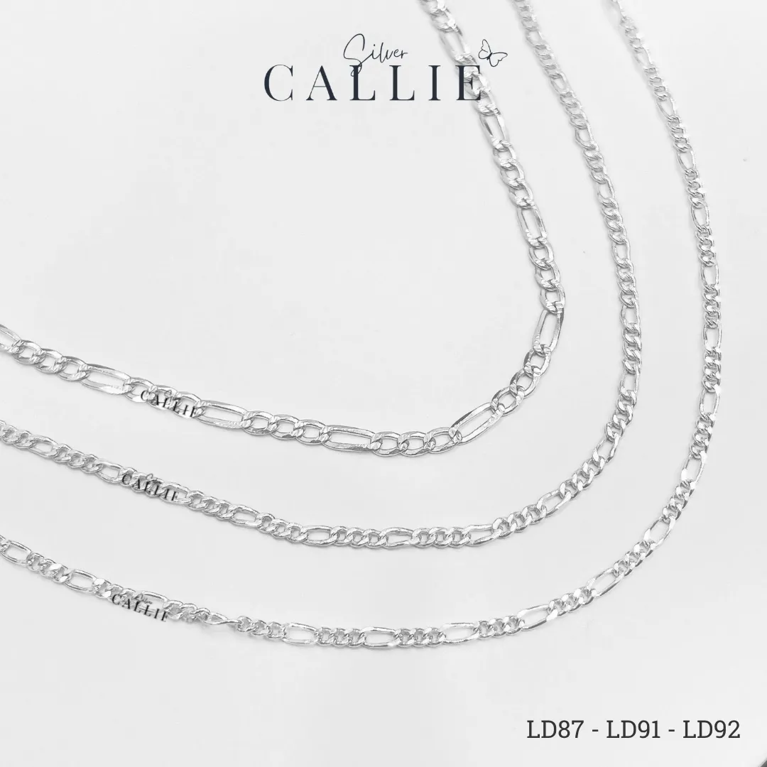 LD87cm - LD91cm - LD92cm: Lắc đôi bạc vĩnh cữu Callie Silver khoen lật ngắn dài đan xen - Image 2