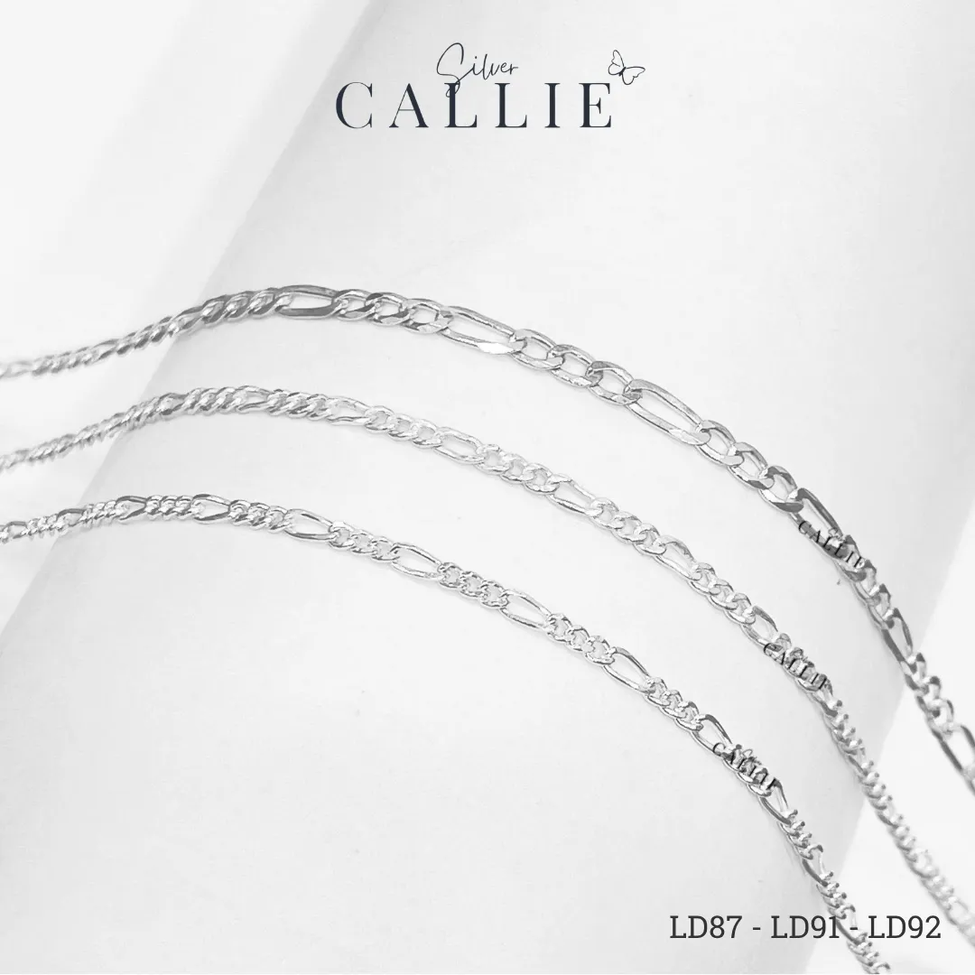 LD87cm - LD91cm - LD92cm: Lắc đôi bạc vĩnh cữu Callie Silver khoen lật ngắn dài đan xen - Image 3