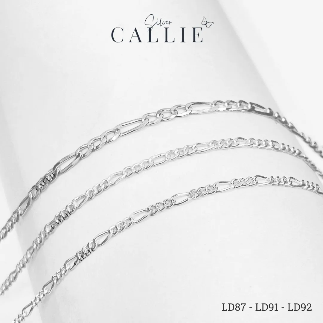 LD87cm - LD91cm - LD92cm: Lắc đôi bạc vĩnh cữu Callie Silver khoen lật ngắn dài đan xen - Image 5