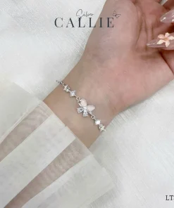 Alternative view of LT357 - Lắc Tay Bạc Callie Silver Bướm Hồng Ánh Sao Dây Rút
