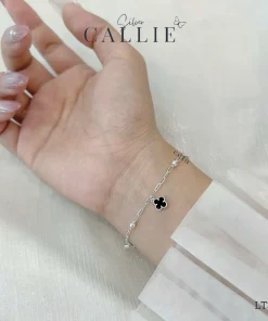 Alternative view of LT363 - Lắc Tay Bạc Callie Silver Cỏ 4 lá - Hoa - Lá - Vương miện