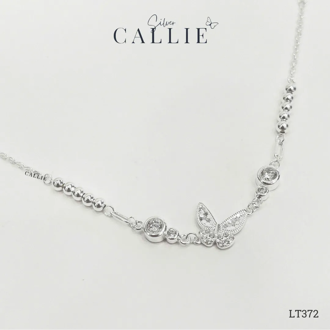 LT372 - Lắc Tay Bạc Callie Silver bươm bướm và charm đá 2 bên - Image 8
