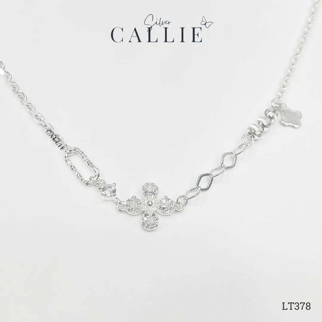 LT378 - Lắc Tay Bạc Callie Silver Cỏ 4 Lá Đính Đá - Hình ảnh 5