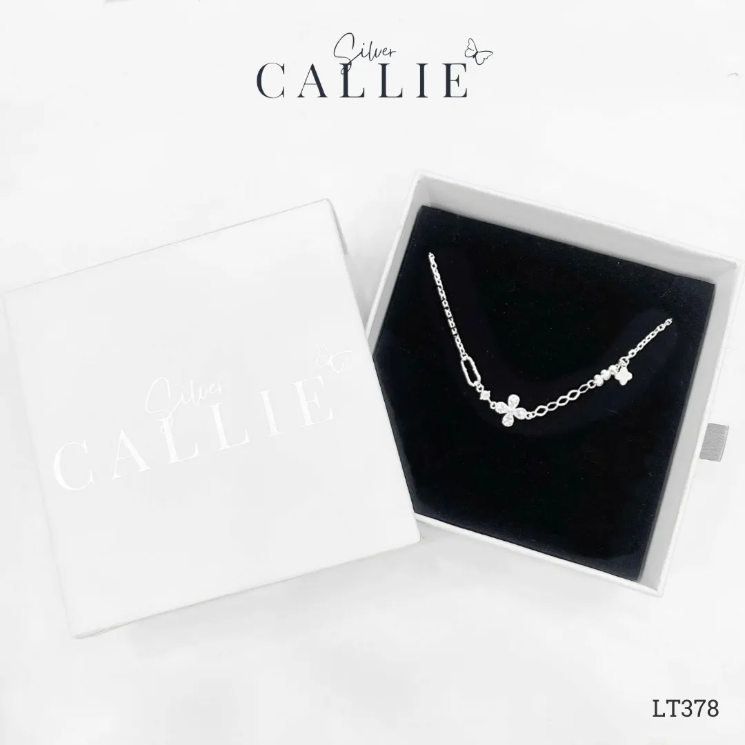LT378 - Lắc Tay Bạc Callie Silver Cỏ 4 Lá Đính Đá - Hình ảnh 9