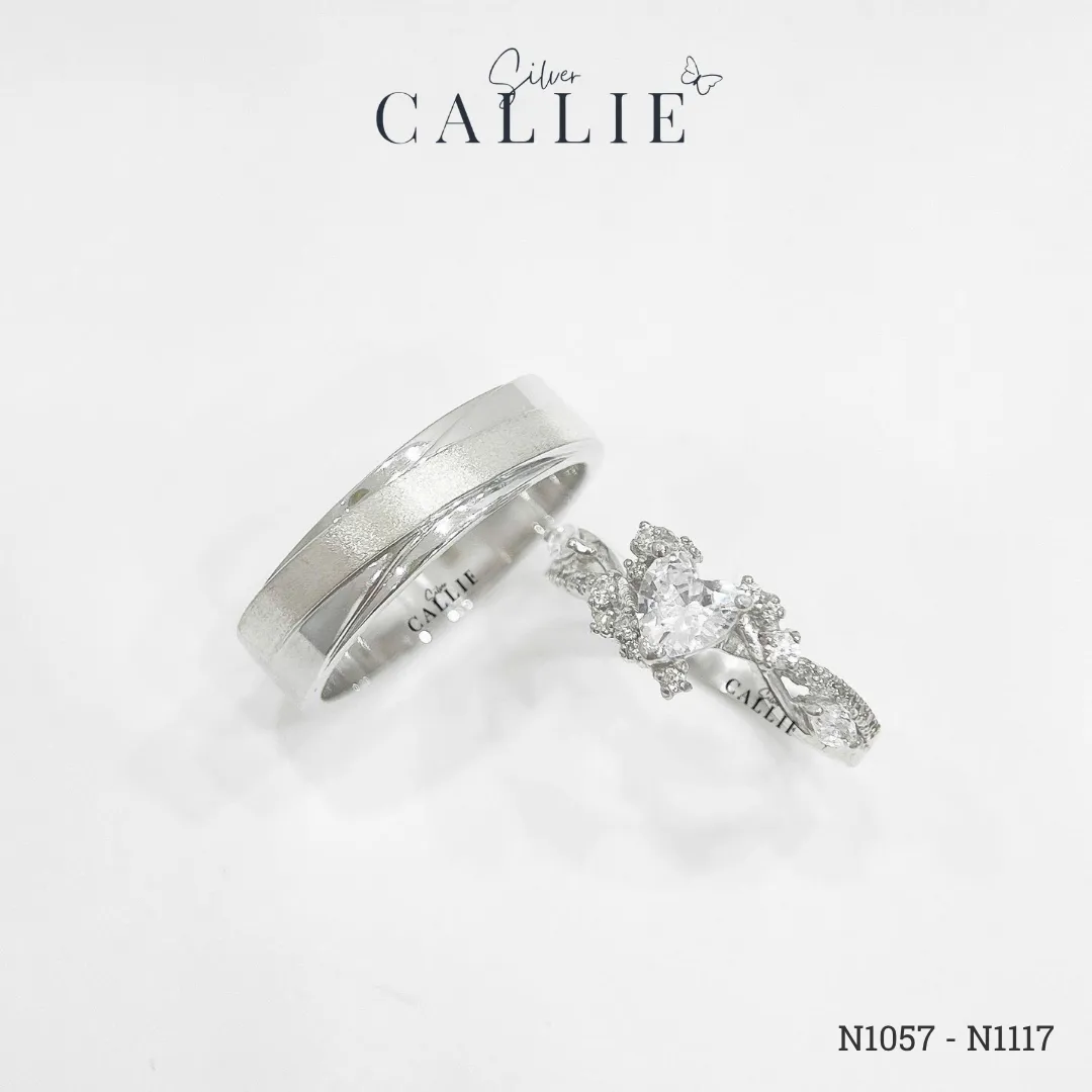 N1057 - N1117: Nhẫn Bạc Thiết Kế Callie Silver Trái Tim Đai Xoắn