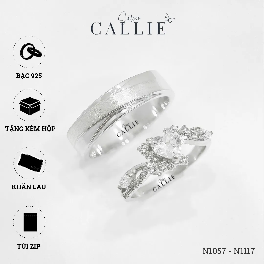 N1057 - N1117: Nhẫn Bạc Thiết Kế Callie Silver Trái Tim Đai Xoắn - Hình ảnh 6