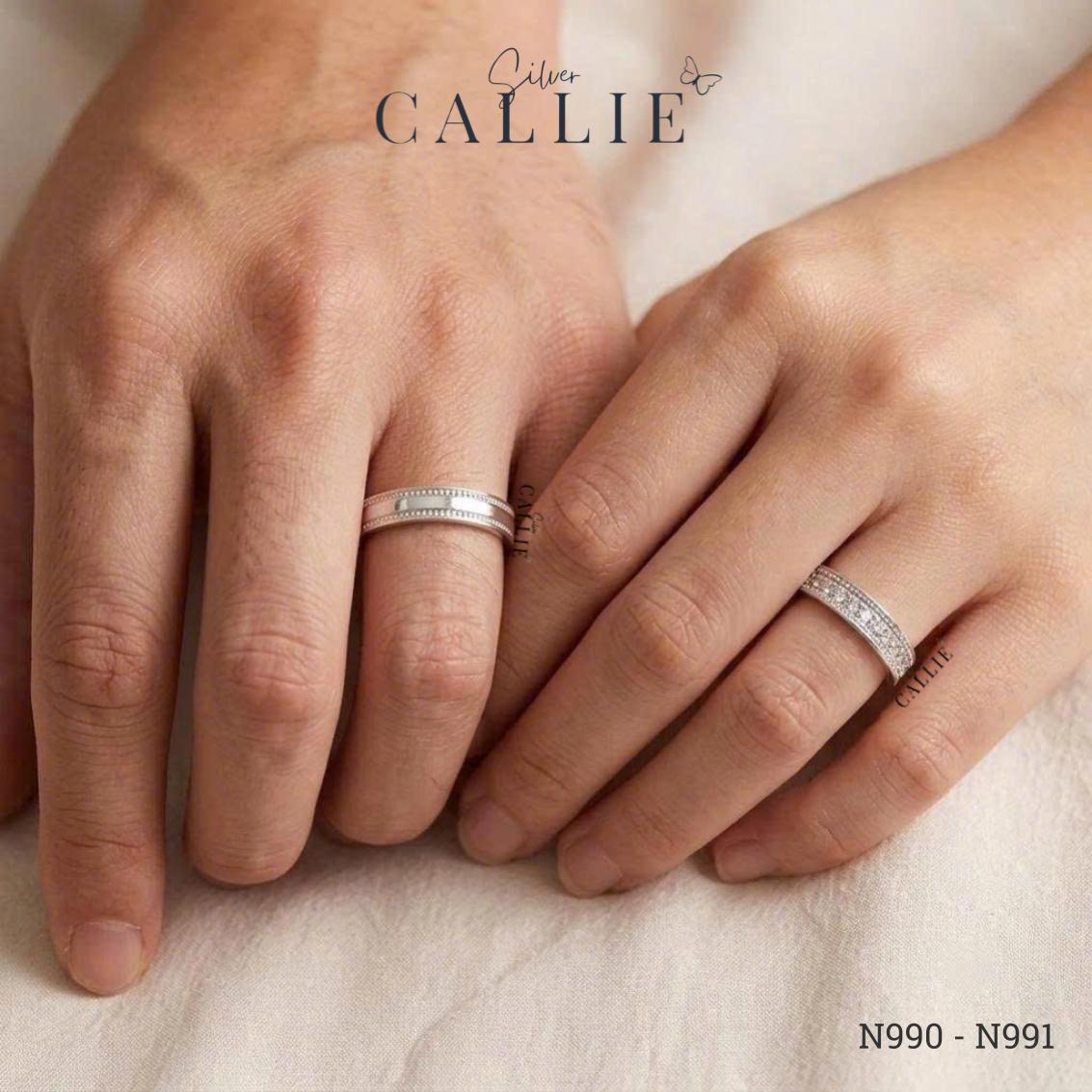 N990 - N991: Nhẫn Bạc Thiết Kế Callie Silver Đính Đá Viền Bi - Image 2