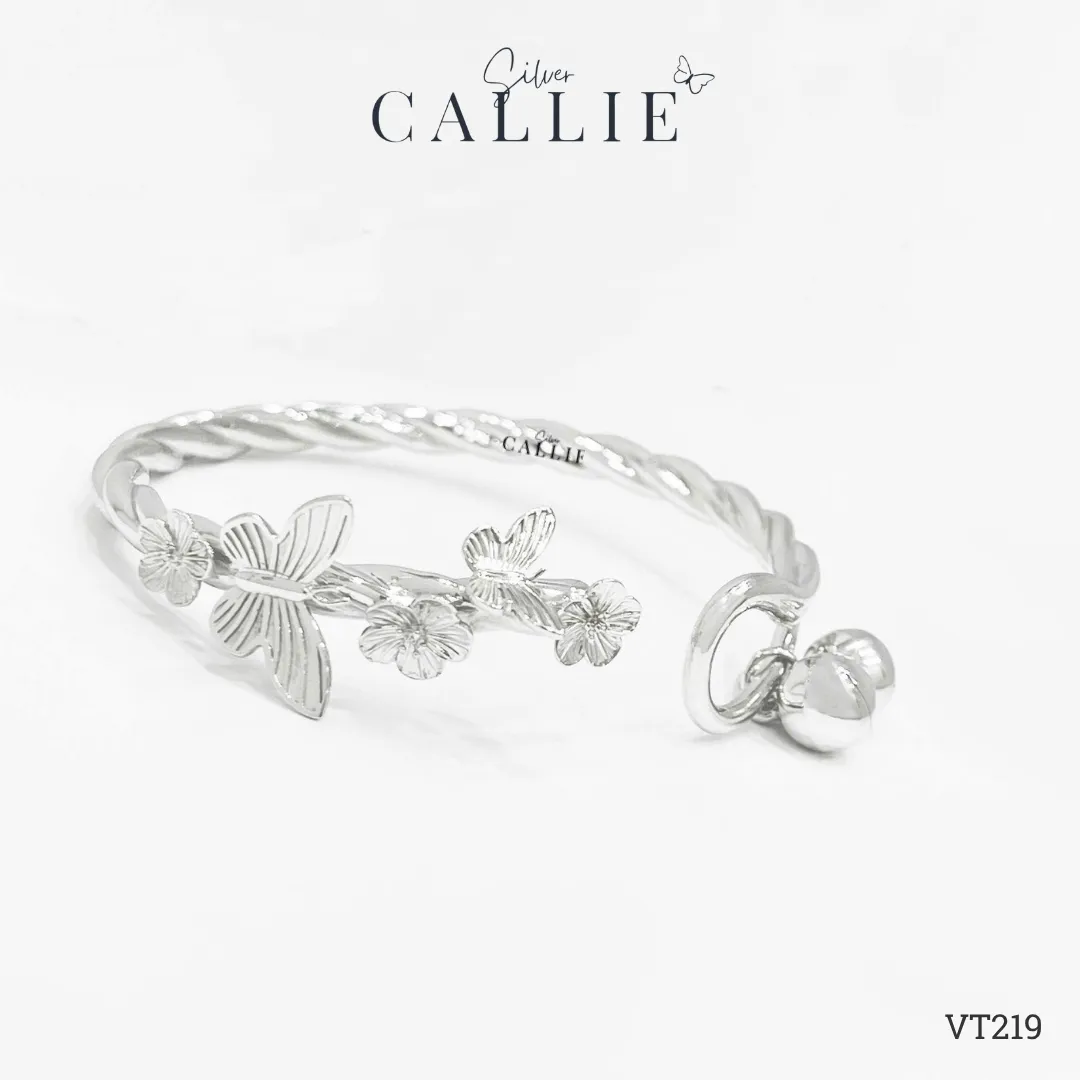 VT219 - Vòng tay bạc thiết kế Callie Silver Hoa Kèm Charm Chuông - Hình ảnh 5