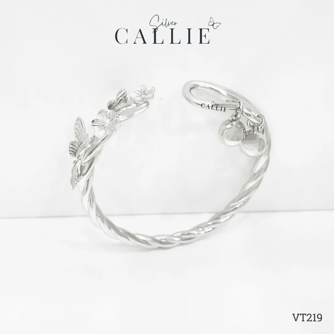 VT219 - Vòng tay bạc thiết kế Callie Silver Hoa Kèm Charm Chuông - Hình ảnh 6