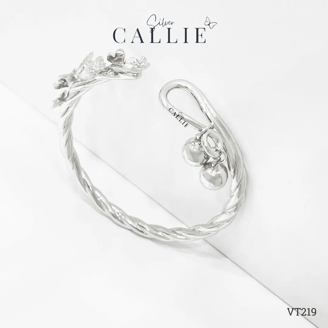 VT219 - Vòng tay bạc thiết kế Callie Silver Hoa Kèm Charm Chuông - Hình ảnh 7