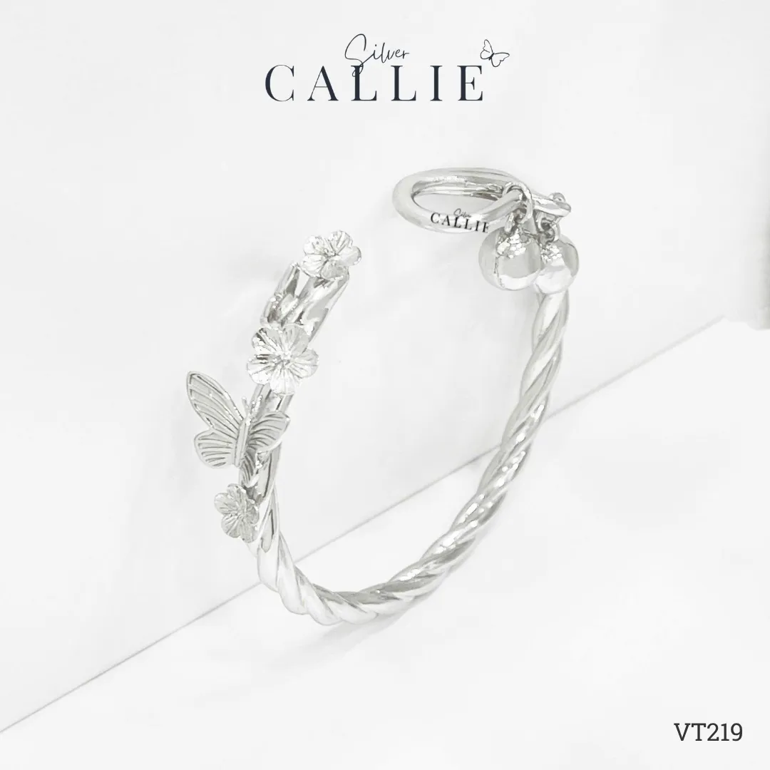 VT219 - Vòng tay bạc thiết kế Callie Silver Hoa Kèm Charm Chuông - Hình ảnh 8