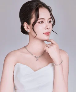 Alternative view of DC409 - LT341 - BT276: Bộ Trang Sức Bạc Callie Silver Cô Dâu Bezel Pear Drop