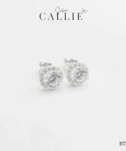 Alternative view of BT282 - Bông tai bạc Callie Silver 1 Viên Chủ 4 Chấu Đính Đá Xung Quanh