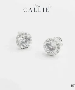 BT282 - Bông tai bạc Callie Silver 1 Viên Chủ 4 Chấu Đính Đá Xung Quanh