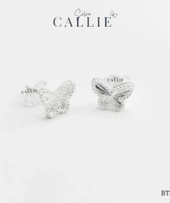 Alternative view of BT283 - Bông tai bạc Callie Silver Bướm Móc Máy Viền Bi
