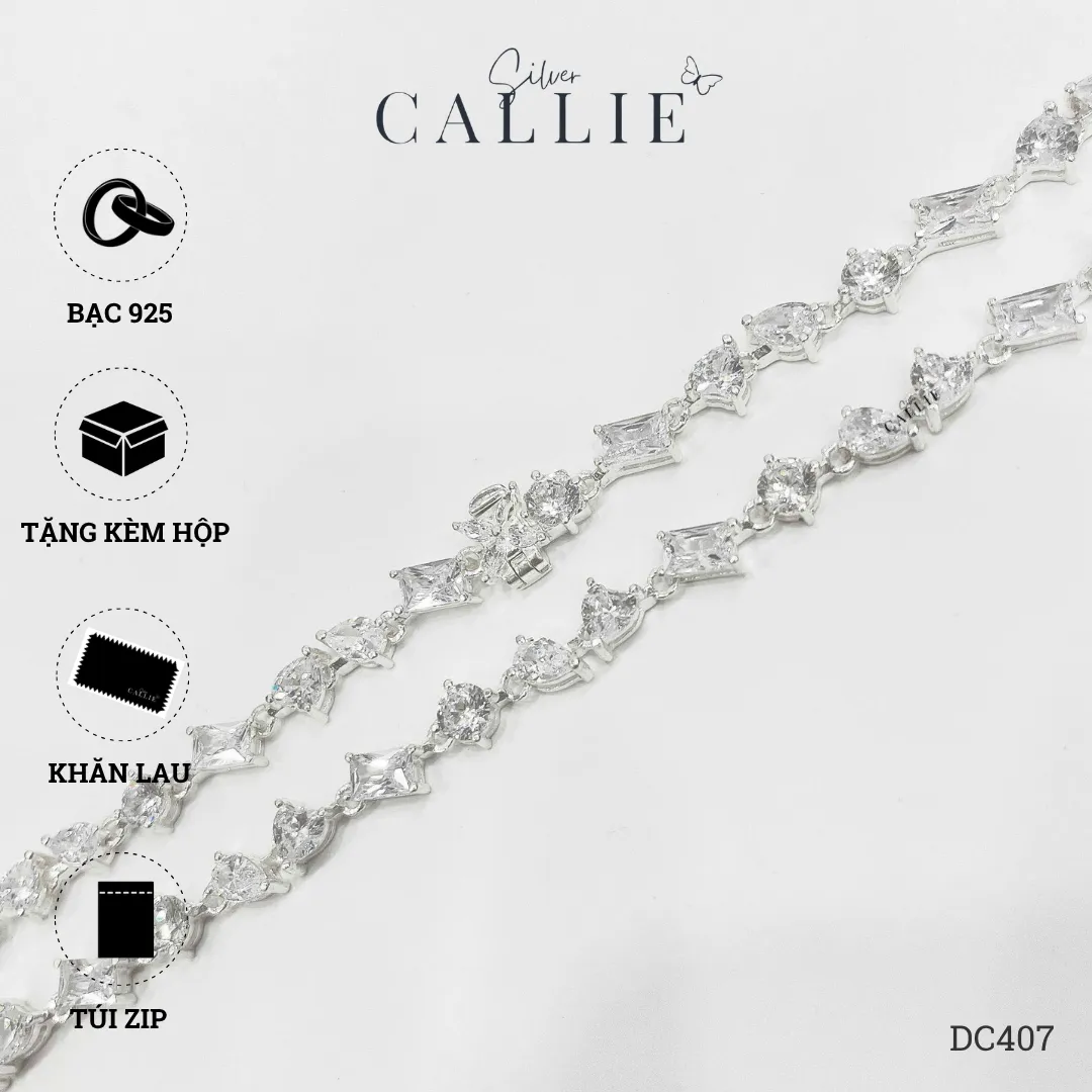 DC407 - Dây Chuyền Bạc Callie Silver Cô Dâu MixCut - Hình ảnh 8