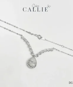 Alternative view of DC408 - Dây Chuyền Bạc Callie Silver Cô Dâu Halo Pear Chevron Drop