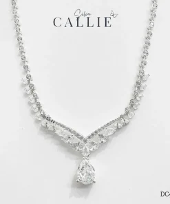 DC409 - Dây Chuyền Bạc Callie Silver Cô Dâu Bezel Pear Drop