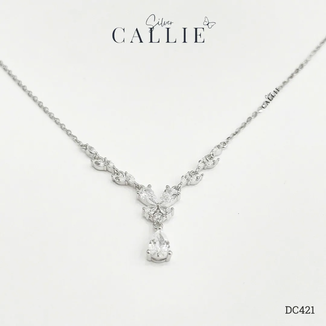 DC421 - Dây chuyền bạc Callie Silver Nguyệt Quế Mặt Giọt Nước