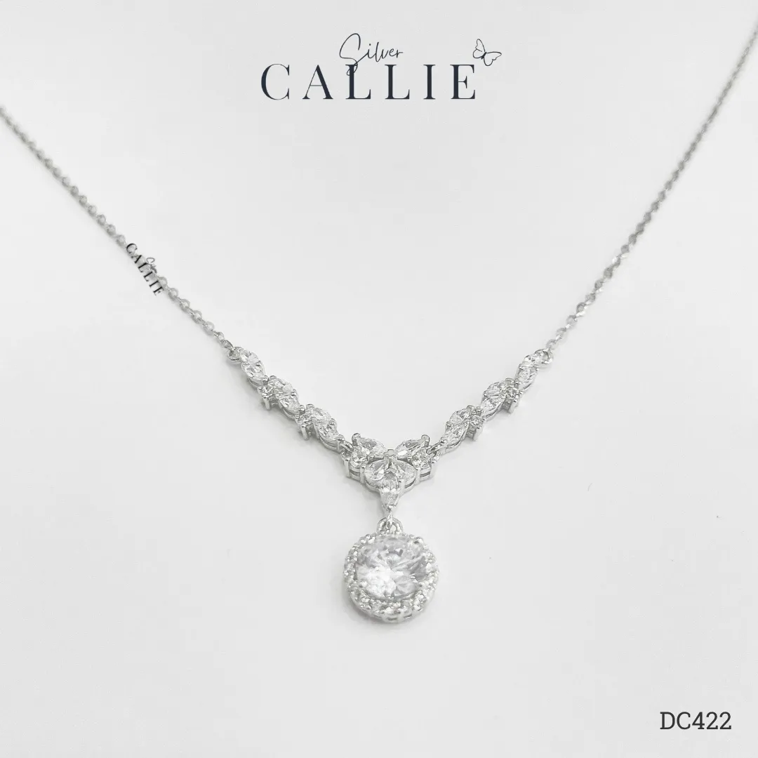 DC422 - Dây chuyền bạc Callie Silver Nguyệt Quế Mặt Tròn