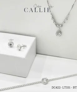 DC422 - LT331 - BT282: Bộ trang sức bạc Callie Silver Mặt Tròn Đính Đá