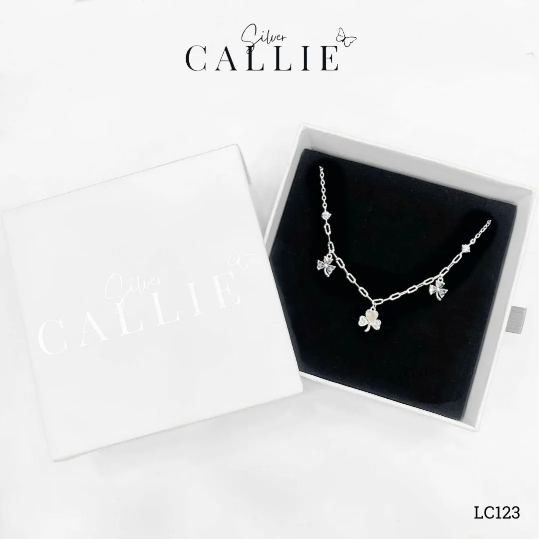 LC123 - Lắc chân bạc Callie Silver cỏ 3 lá tim đính đá - Image 11
