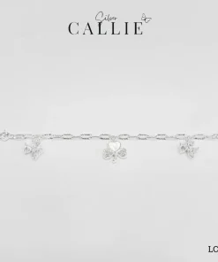 Alternative view of LC123 - Lắc chân bạc Callie Silver cỏ 3 lá tim đính đá