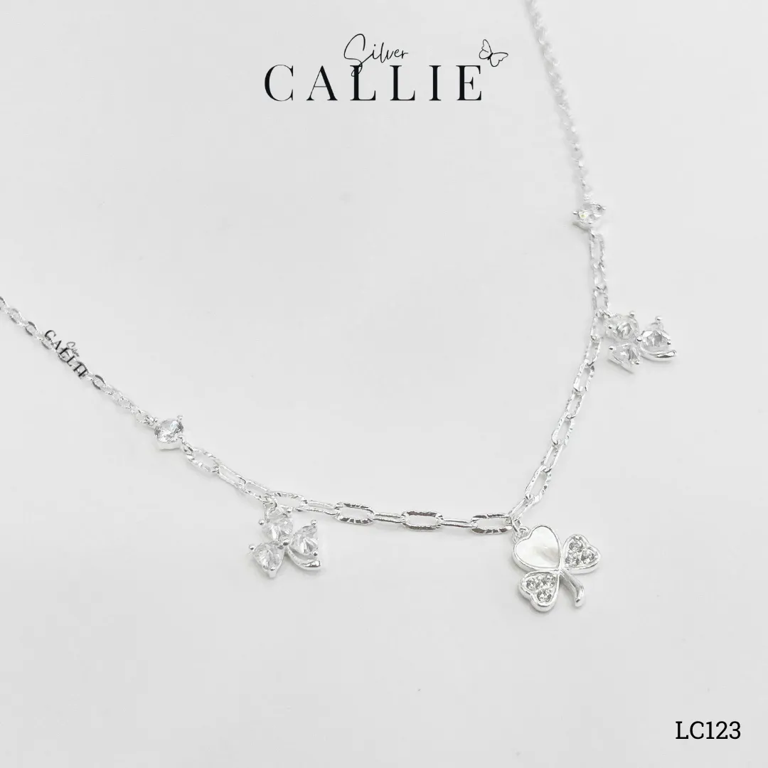 LC123 - Lắc chân bạc Callie Silver cỏ 3 lá tim đính đá - Image 6
