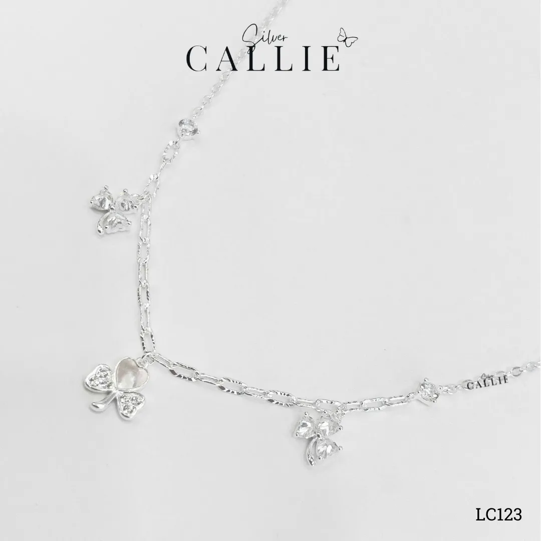 LC123 - Lắc chân bạc Callie Silver cỏ 3 lá tim đính đá - Image 8