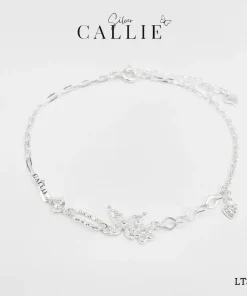 LT382 - Lắc tay bạc Callie Silver bướm và hoa