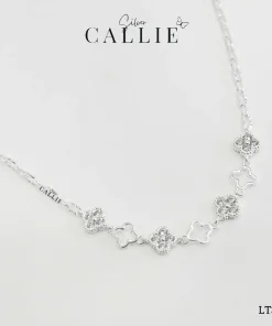 Alternative view of LT383 - Lắc tay bạc Callie Silver cỏ 4 lá đính đá xen kẽ viền