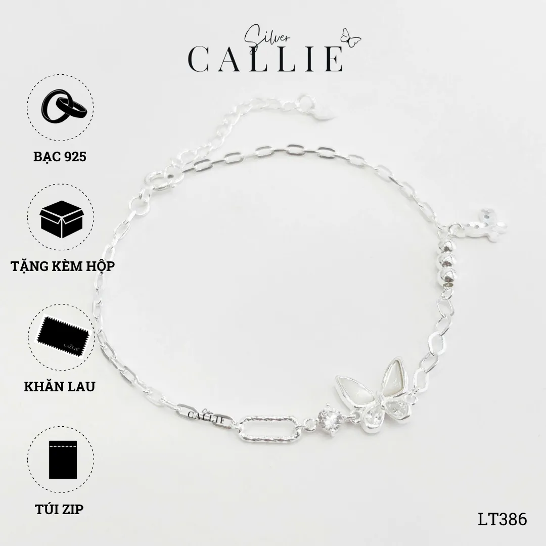 LT386 - Lắc tay bạc Callie Silver bướm xà cừ - Hình ảnh 9