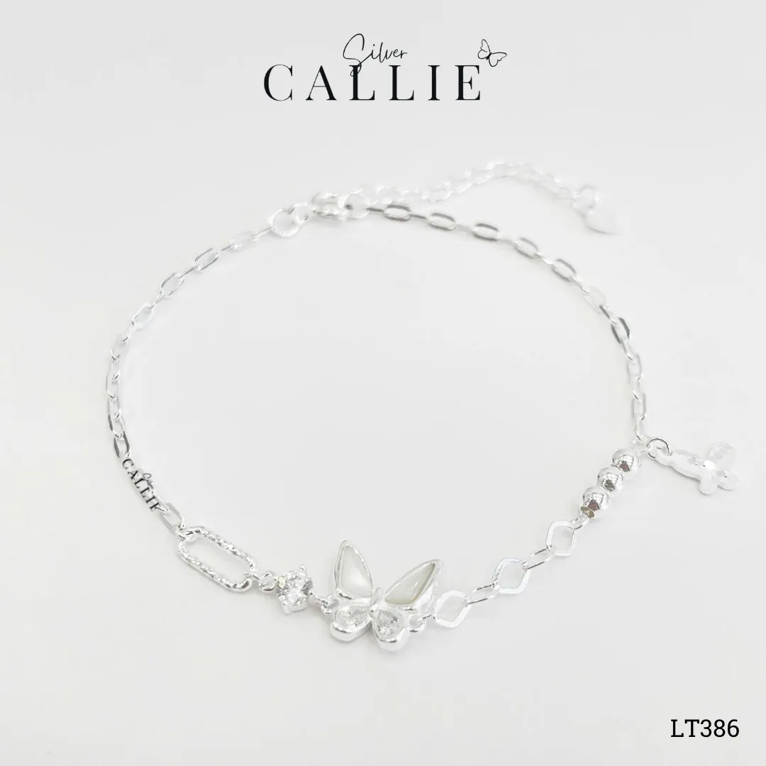 LT386 - Lắc tay bạc Callie Silver bướm xà cừ