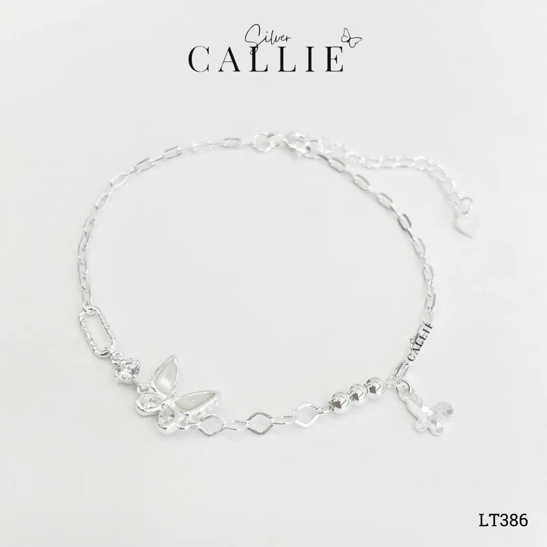 LT386 - Lắc tay bạc Callie Silver bướm xà cừ - Hình ảnh 4