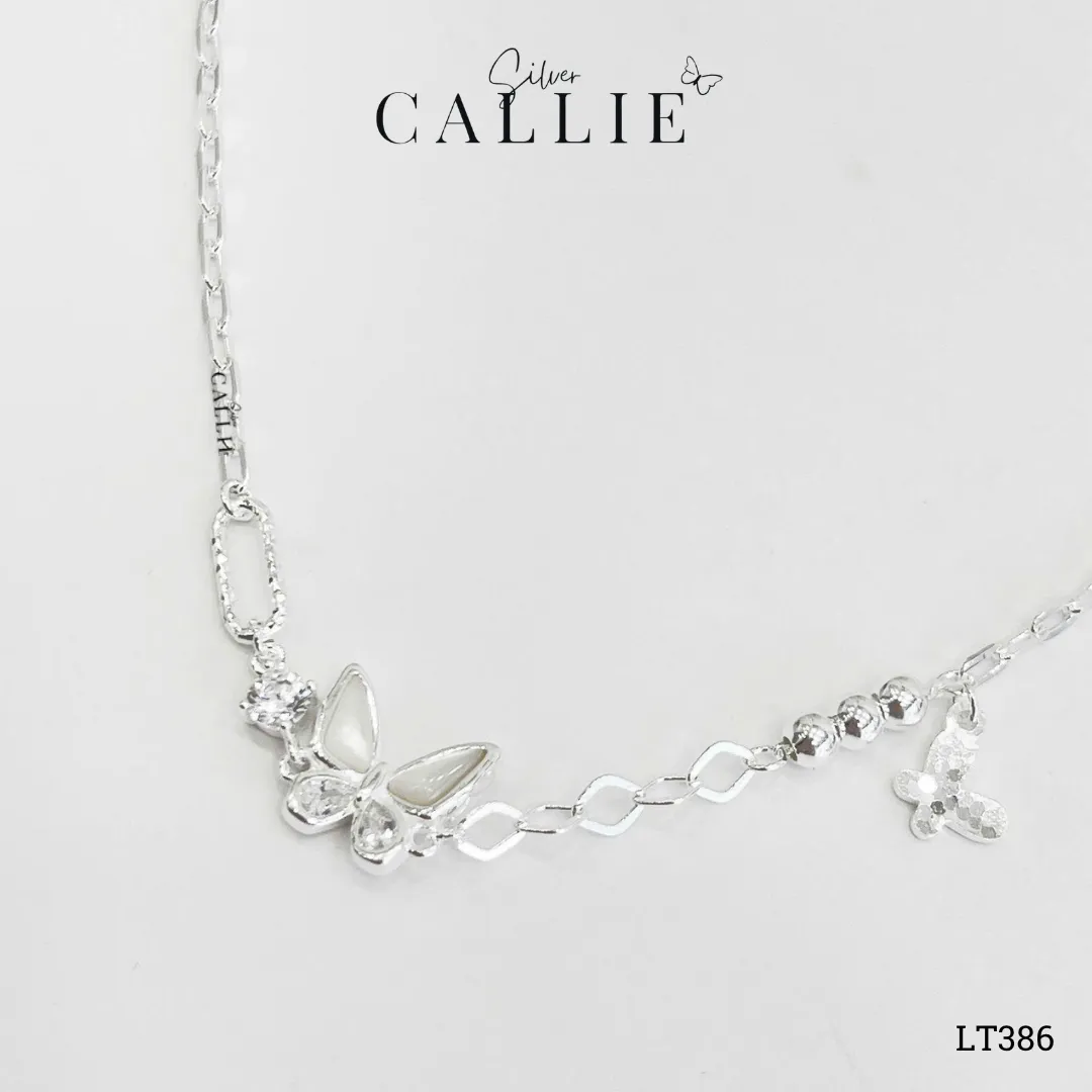 LT386 - Lắc tay bạc Callie Silver bướm xà cừ - Hình ảnh 2