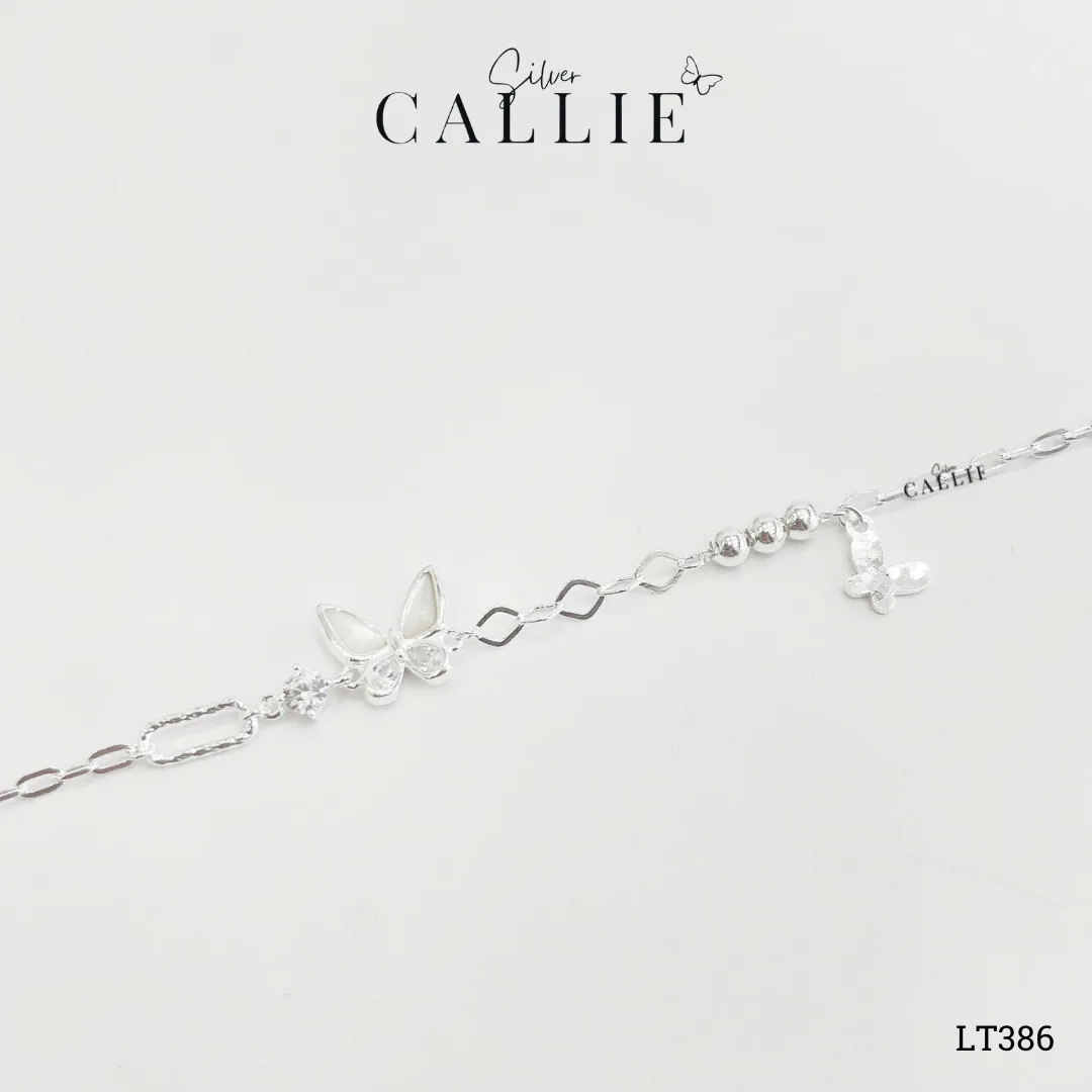 LT386 - Lắc tay bạc Callie Silver bướm xà cừ - Hình ảnh 5