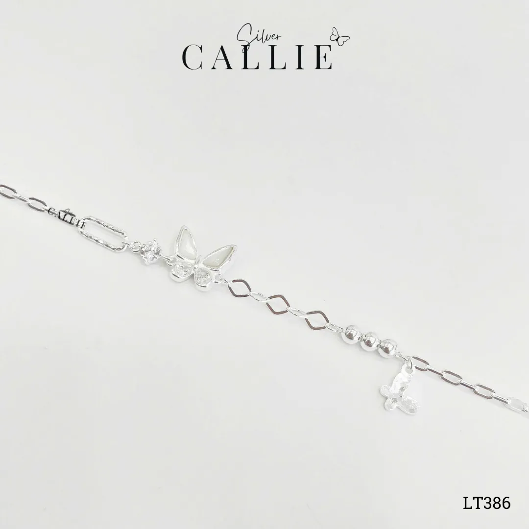 LT386 - Lắc tay bạc Callie Silver bướm xà cừ - Hình ảnh 3