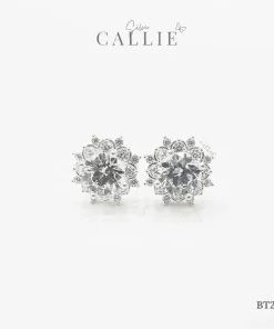 BT287 - Bông tai bạc Callie Silver hoa tuyết xi kim