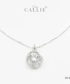 DC426 - Dây chuyền bạc Callie Silver xi kim hoa hồng đính đá