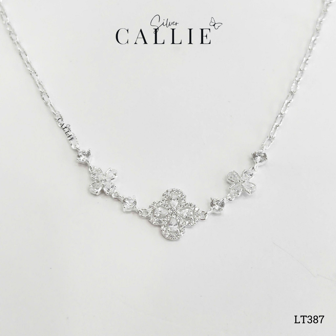 LT387 - Lắc tay bạc Callie Silver cỏ 4 lá đính đá giọt dây móc máy - Image 8