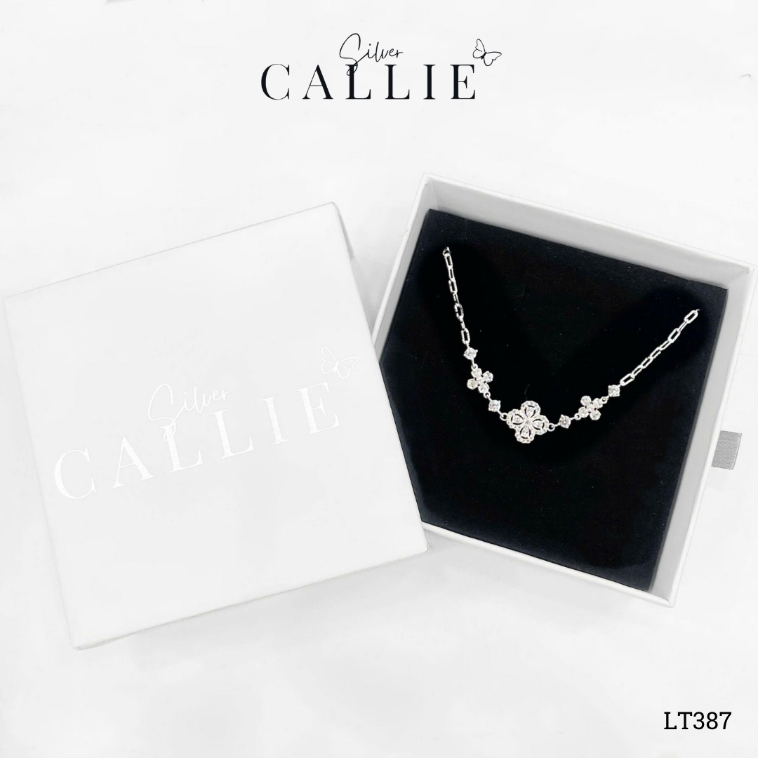 LT387 - Lắc tay bạc Callie Silver cỏ 4 lá đính đá giọt dây móc máy - Image 9