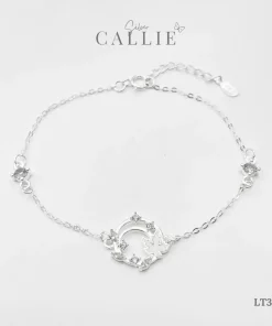 LT388 - Lắc tay bạc Callie Silver vòng tròn lá phong