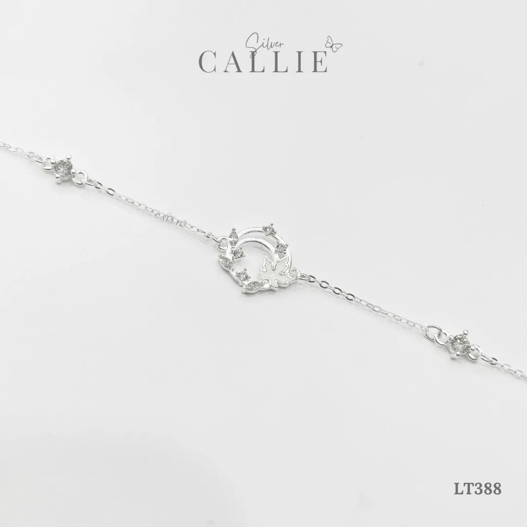 LT388 - Lắc tay bạc Callie Silver vòng tròn lá phong - Hình ảnh 3